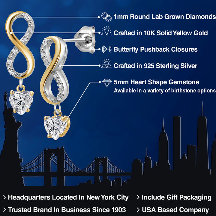 Earrings in 925 Sterling Silver and 10K Yellow Gold