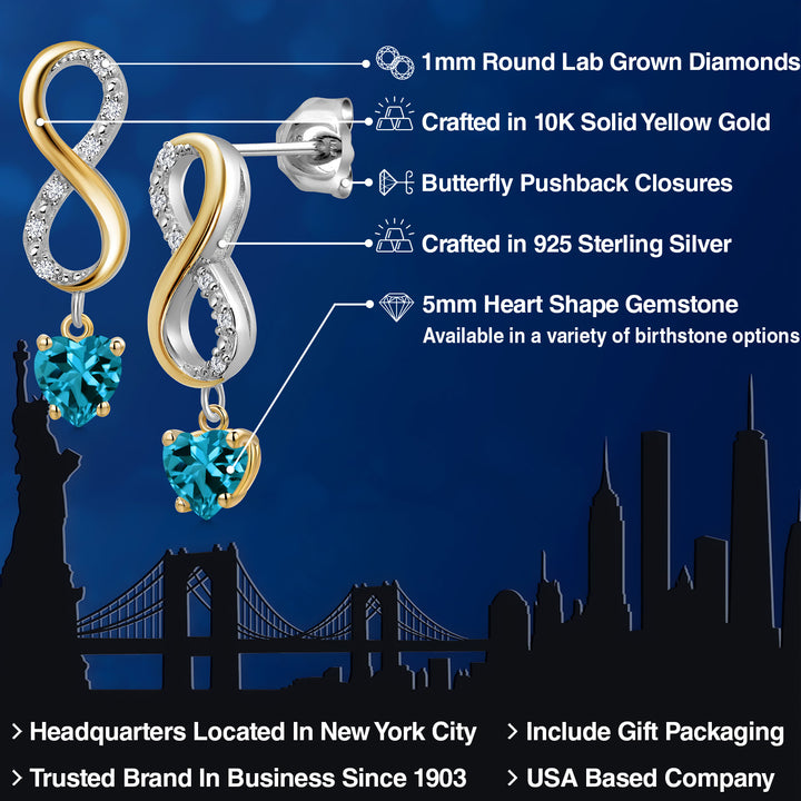 Earrings in 925 Sterling Silver and 10K Yellow Gold