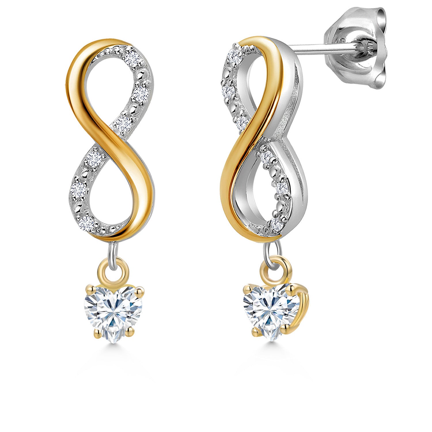 Earrings in 925 Sterling Silver and 10K Yellow Gold