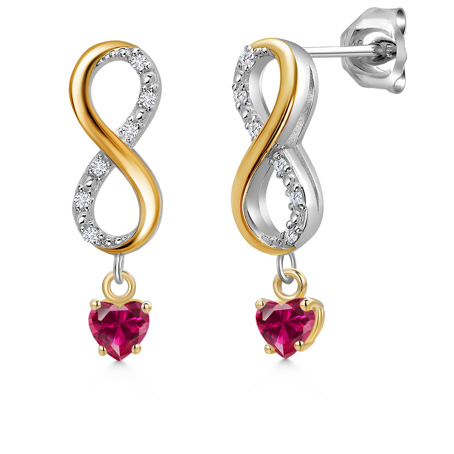 Earrings in 925 Sterling Silver and 10K Yellow Gold