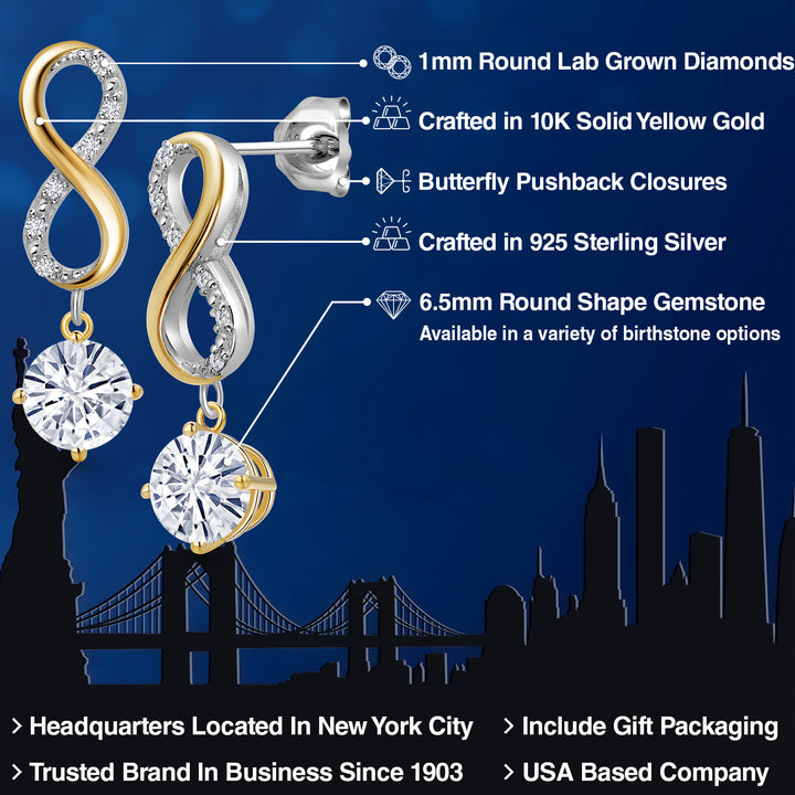 Earrings in 925 Sterling Silver and 10K Yellow Gold