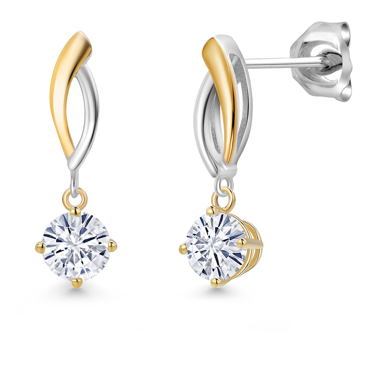 Earrings in 925 Sterling Silver and 10K Yellow Gold