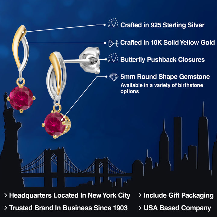 Earrings in 925 Sterling Silver and 10K Yellow Gold