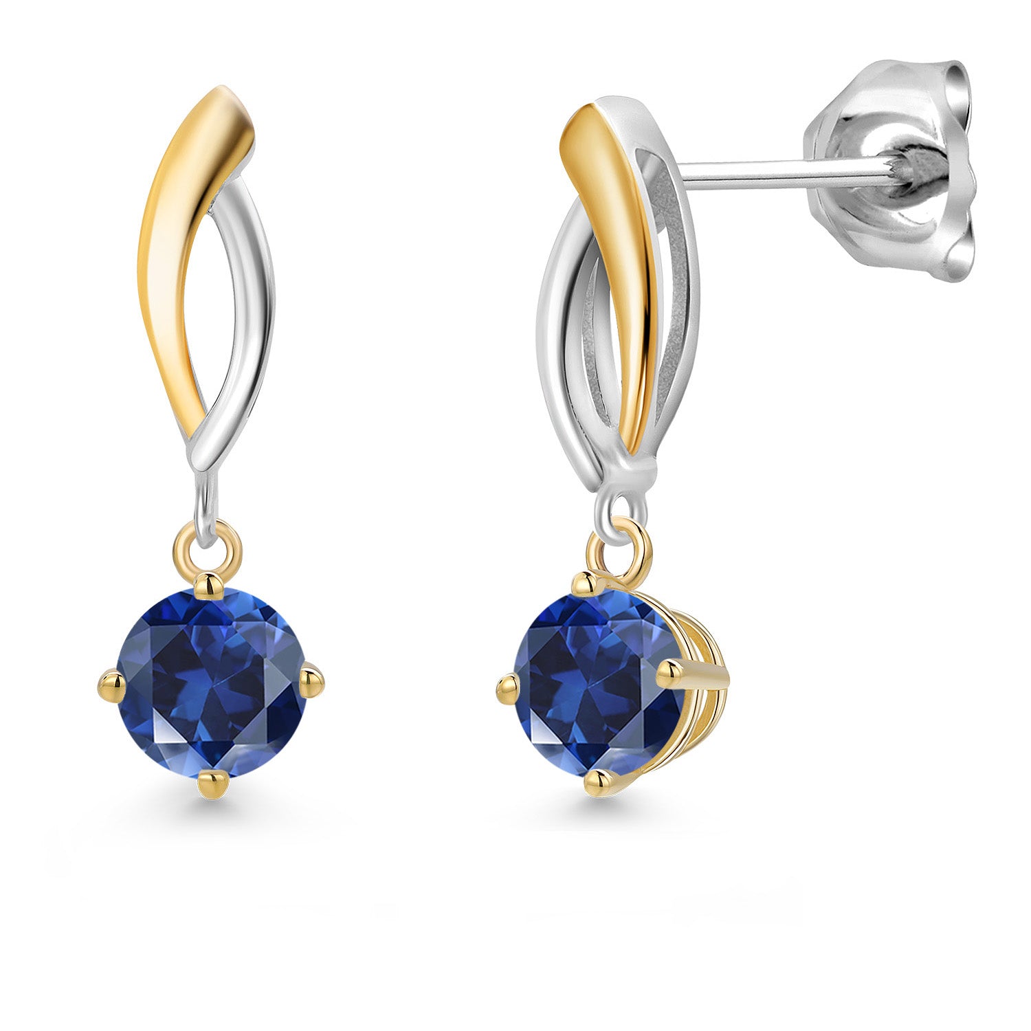 Earrings in 925 Sterling Silver and 10K Yellow Gold