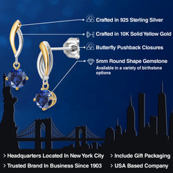 Earrings in 925 Sterling Silver and 10K Yellow Gold