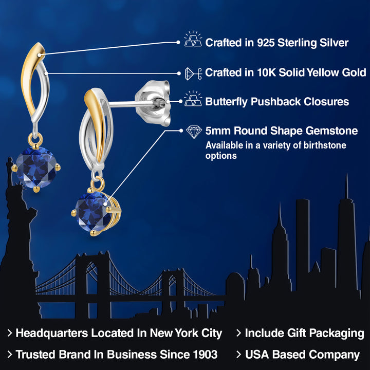 Earrings in 925 Sterling Silver and 10K Yellow Gold