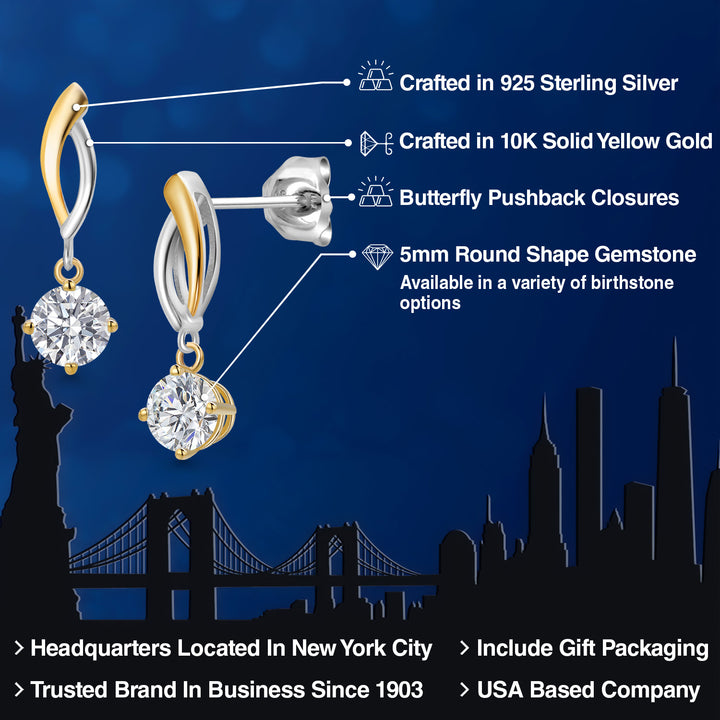 Earrings in 925 Sterling Silver and 10K Yellow Gold