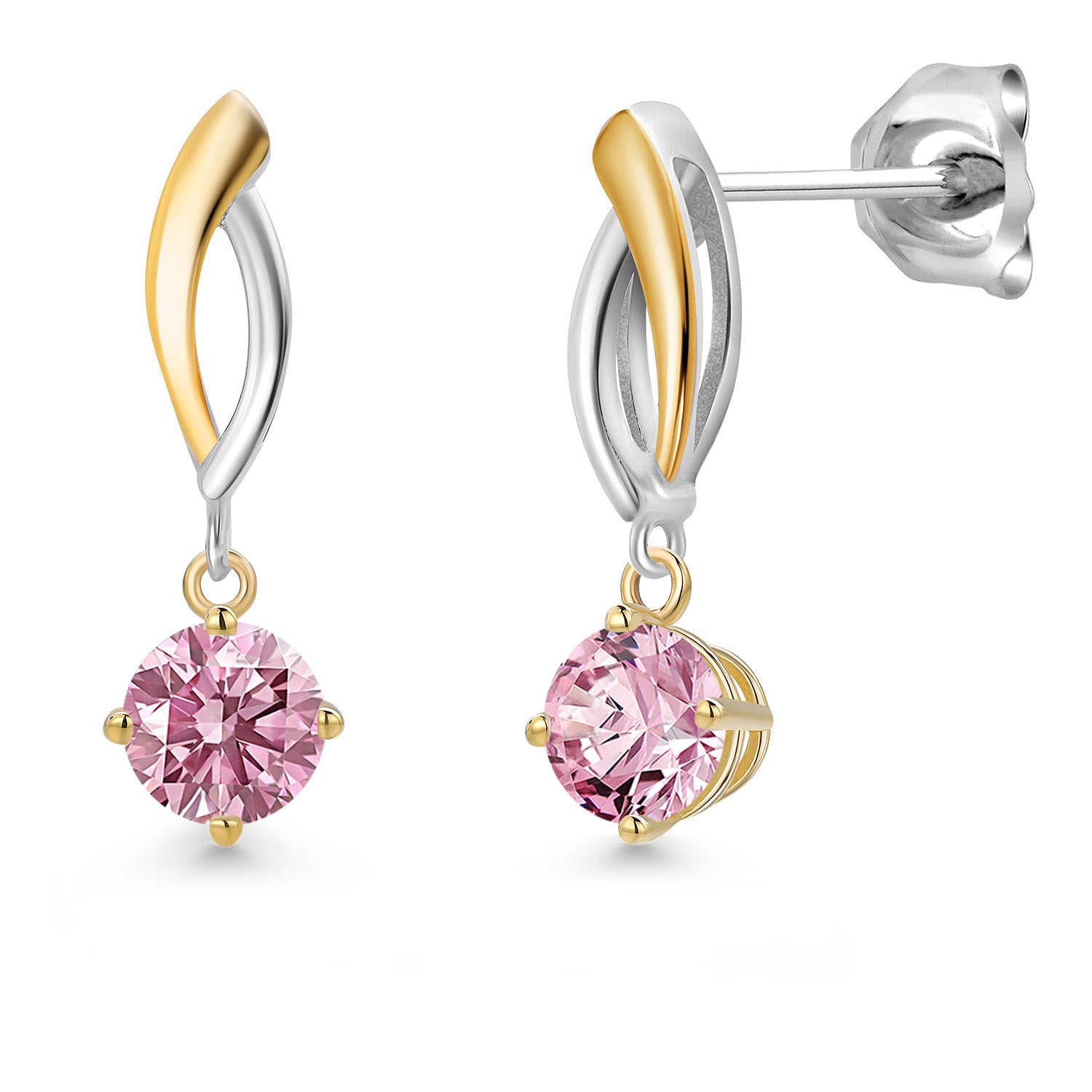 Earrings in 925 Sterling Silver and 10K Yellow Gold