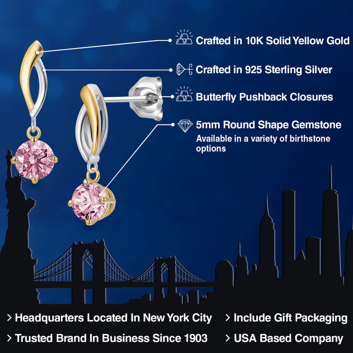 Earrings in 925 Sterling Silver and 10K Yellow Gold