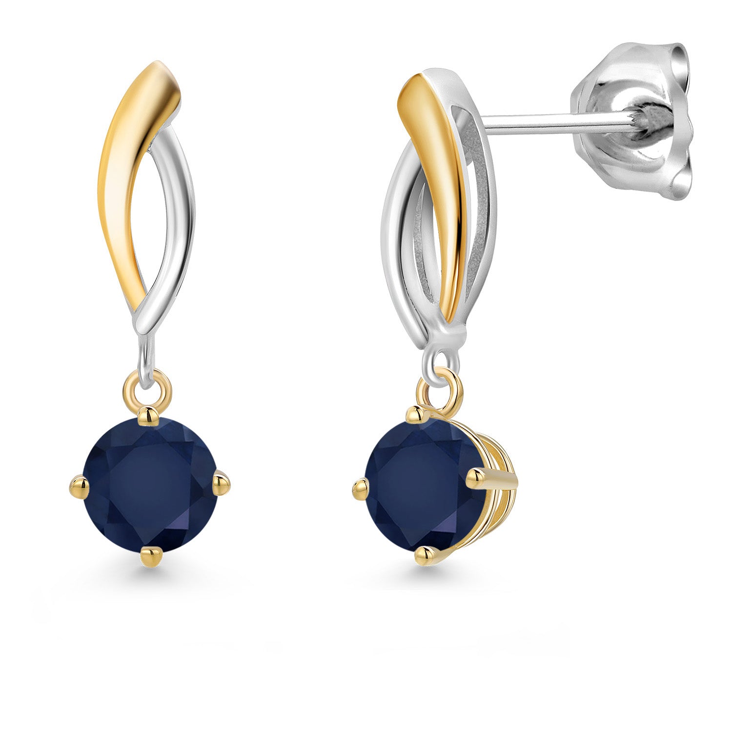 Earrings in 925 Sterling Silver and 10K Yellow Gold