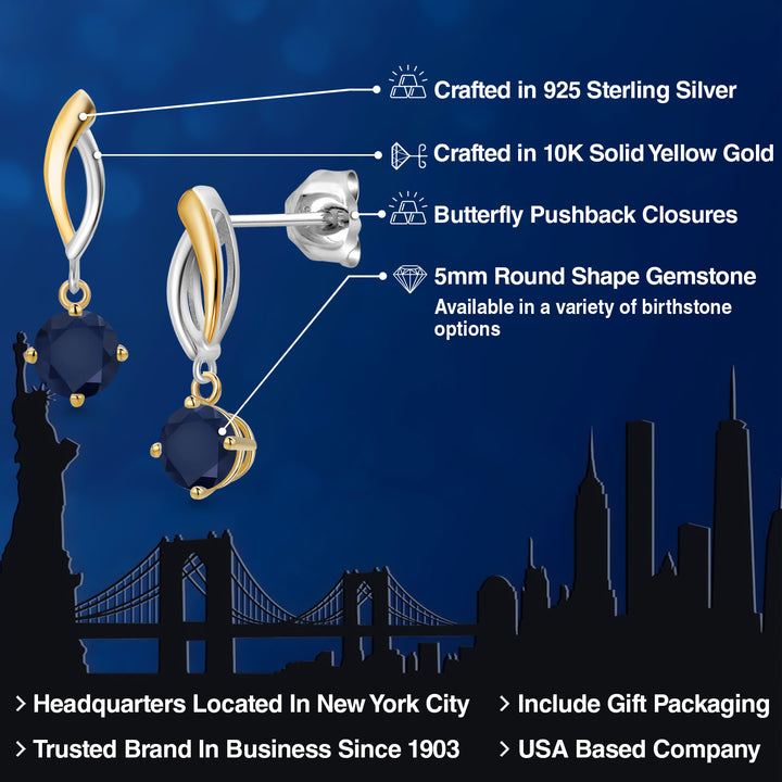 Earrings in 925 Sterling Silver and 10K Yellow Gold