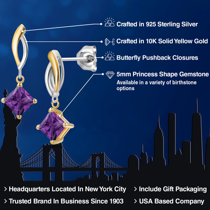 Earrings in 925 Sterling Silver and 10K Yellow Gold