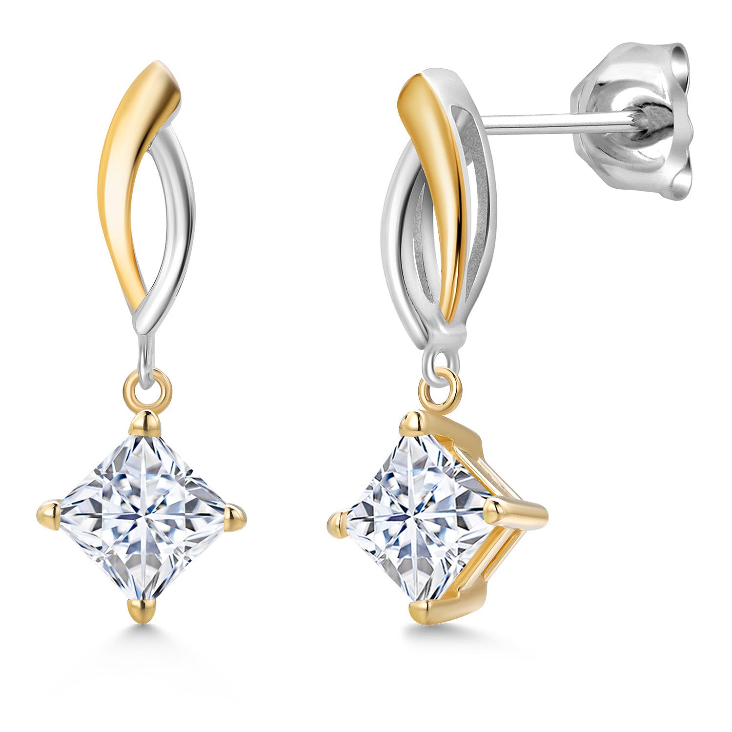 Earrings in 925 Sterling Silver and 10K Yellow Gold