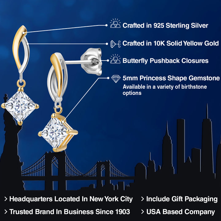 Earrings in 925 Sterling Silver and 10K Yellow Gold