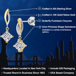 Earrings in 925 Sterling Silver and 10K Yellow Gold