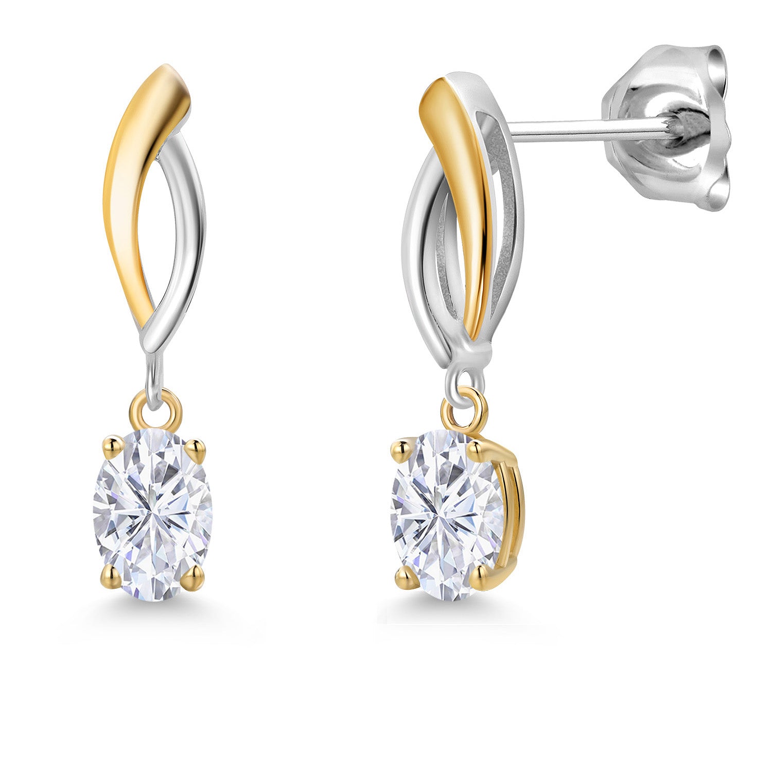 Earrings in 925 Sterling Silver and 10K Yellow Gold