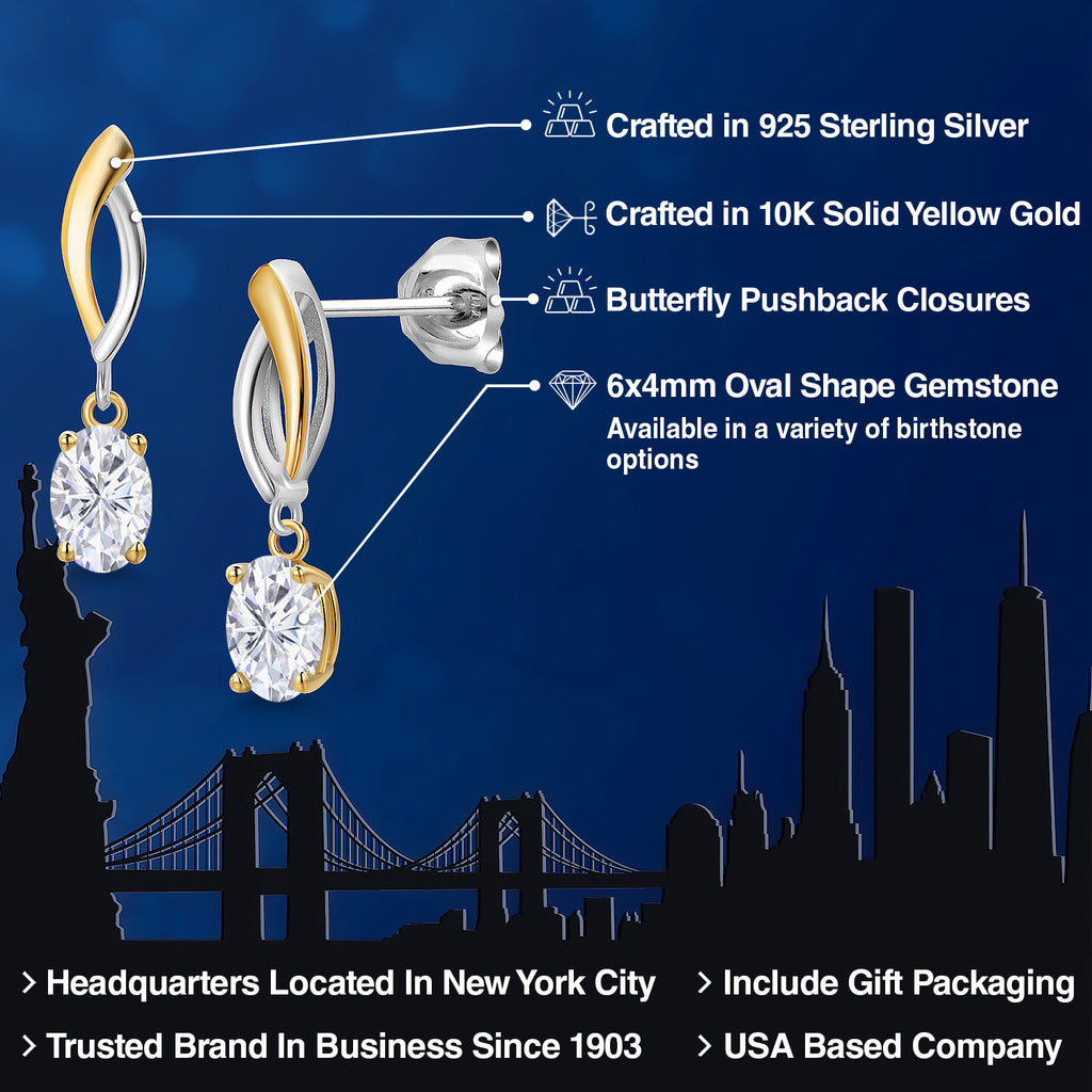 Earrings in 925 Sterling Silver and 10K Yellow Gold