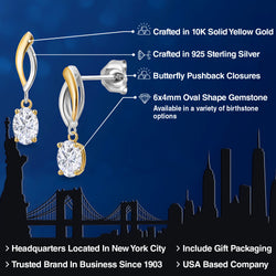 Earrings in 925 Sterling Silver and 10K Yellow Gold