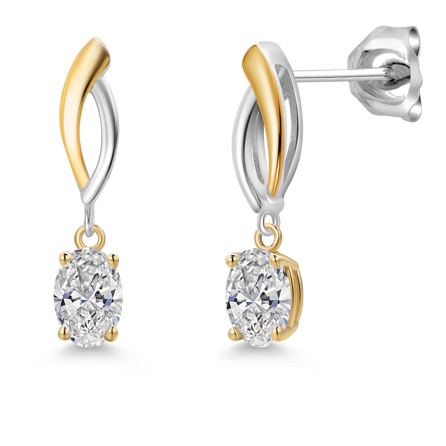 Earrings in 925 Sterling Silver and 10K Yellow Gold