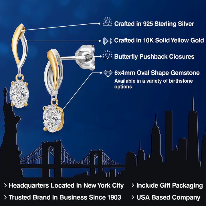 Earrings in 925 Sterling Silver and 10K Yellow Gold