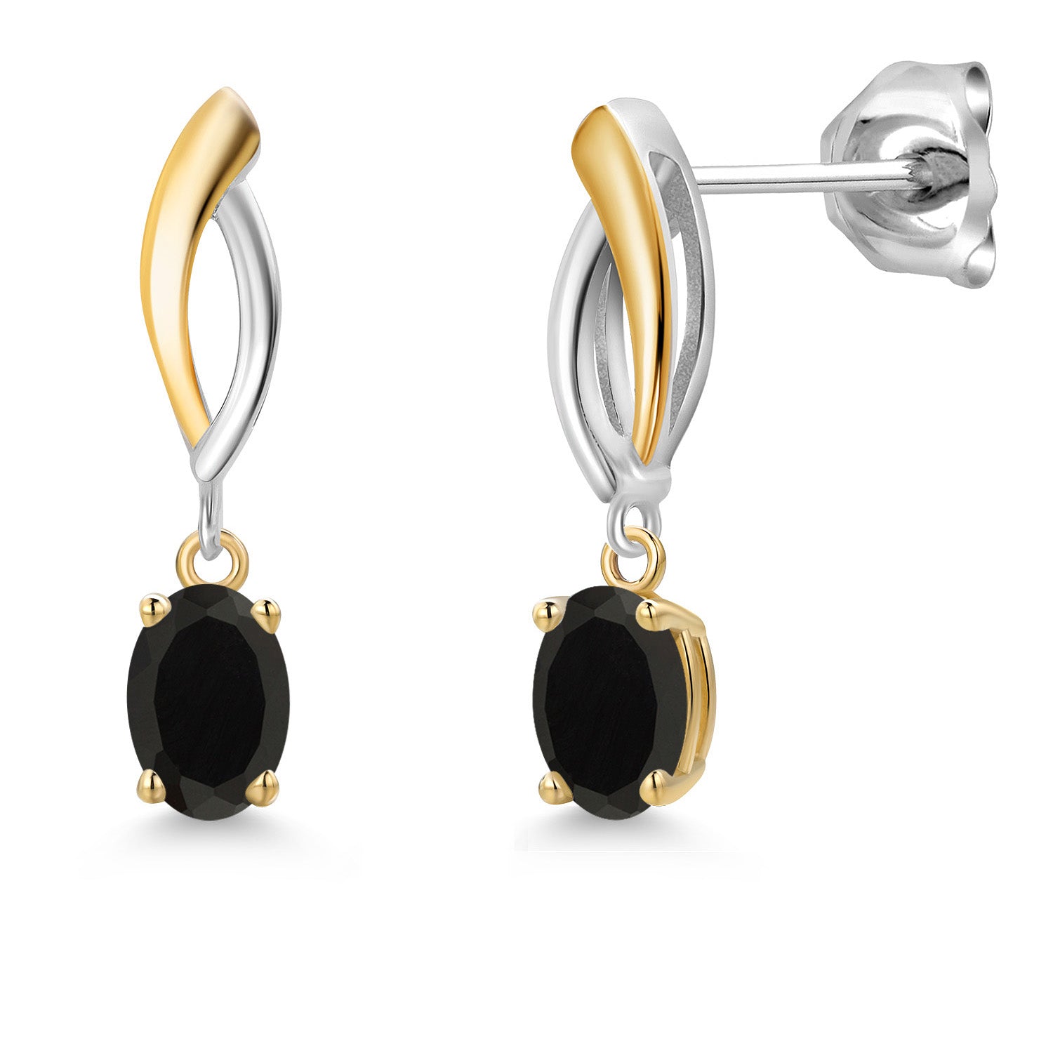 Earrings in 925 Sterling Silver and 10K Yellow Gold
