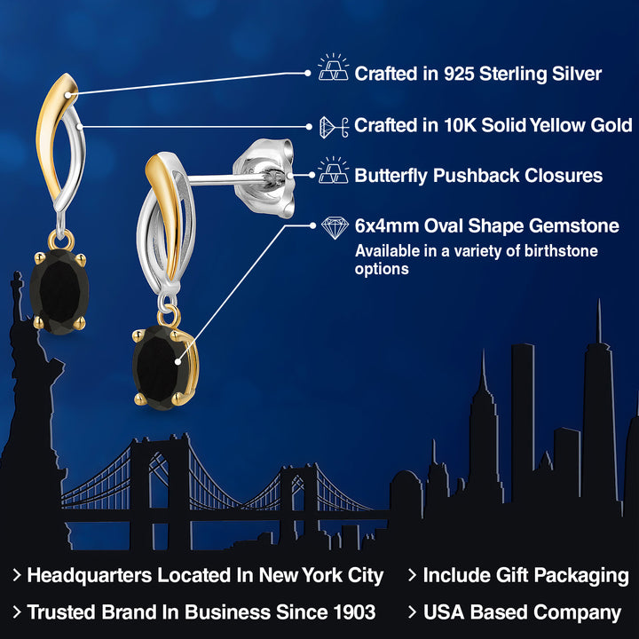 Earrings in 925 Sterling Silver and 10K Yellow Gold