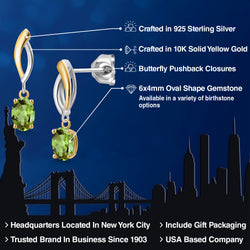 Earrings in 925 Sterling Silver and 10K Yellow Gold