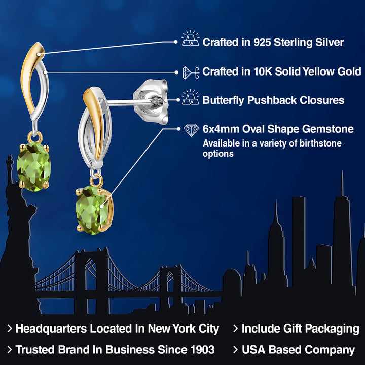 Earrings in 925 Sterling Silver and 10K Yellow Gold