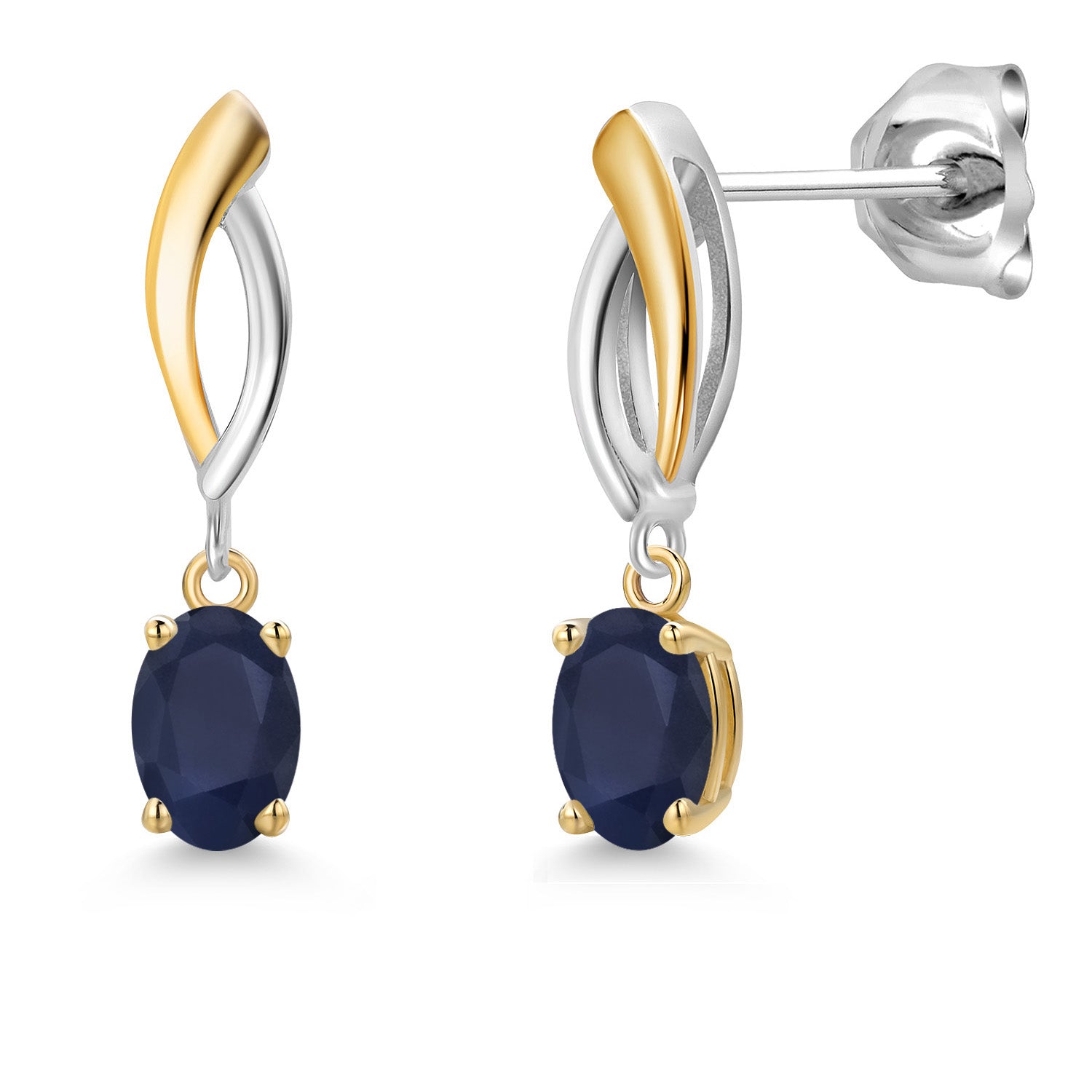 Earrings in 925 Sterling Silver and 10K Yellow Gold
