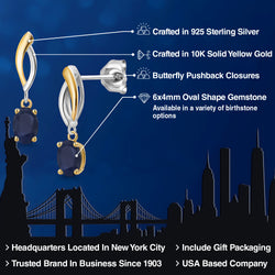 Earrings in 925 Sterling Silver and 10K Yellow Gold