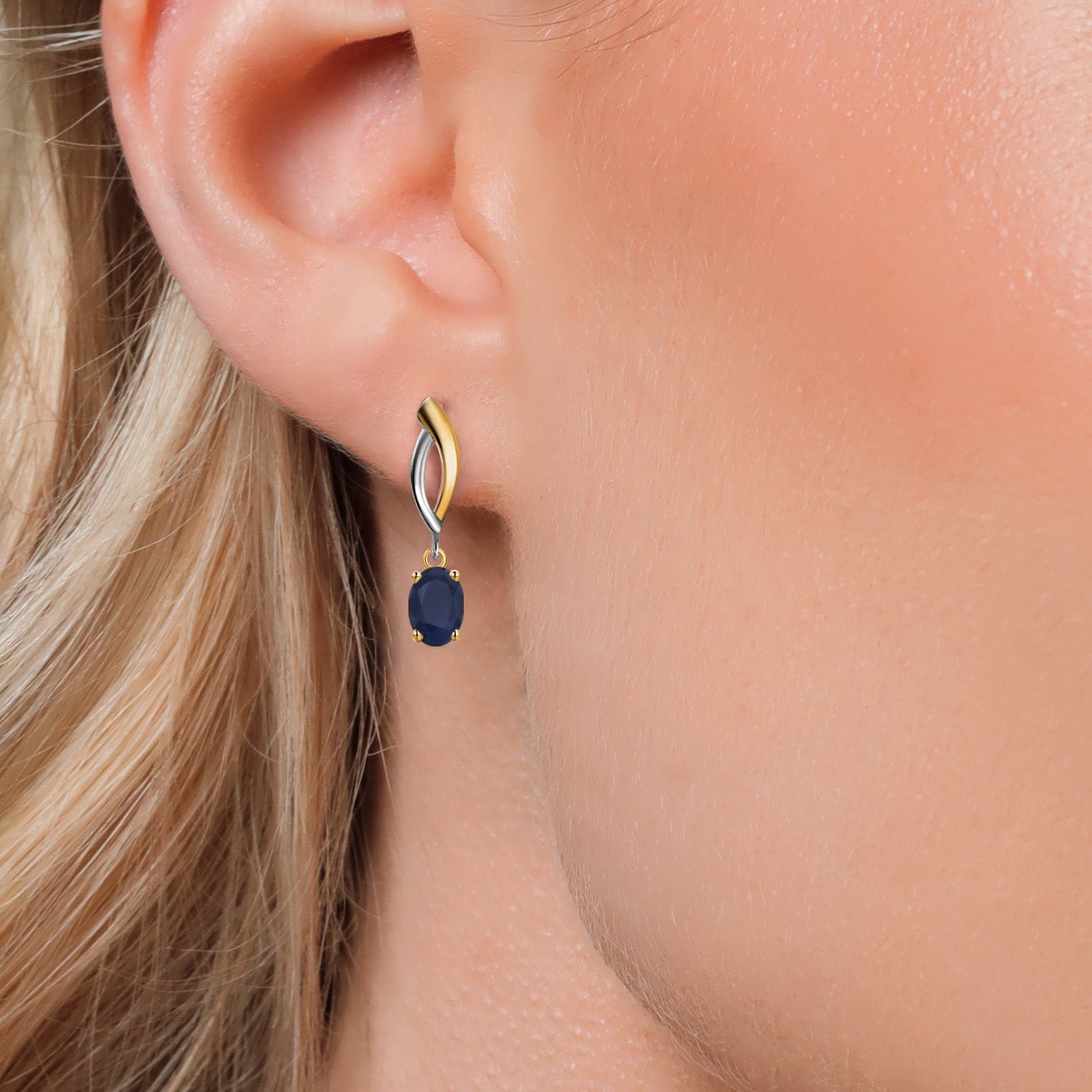 Earrings in 925 Sterling Silver and 10K Yellow Gold