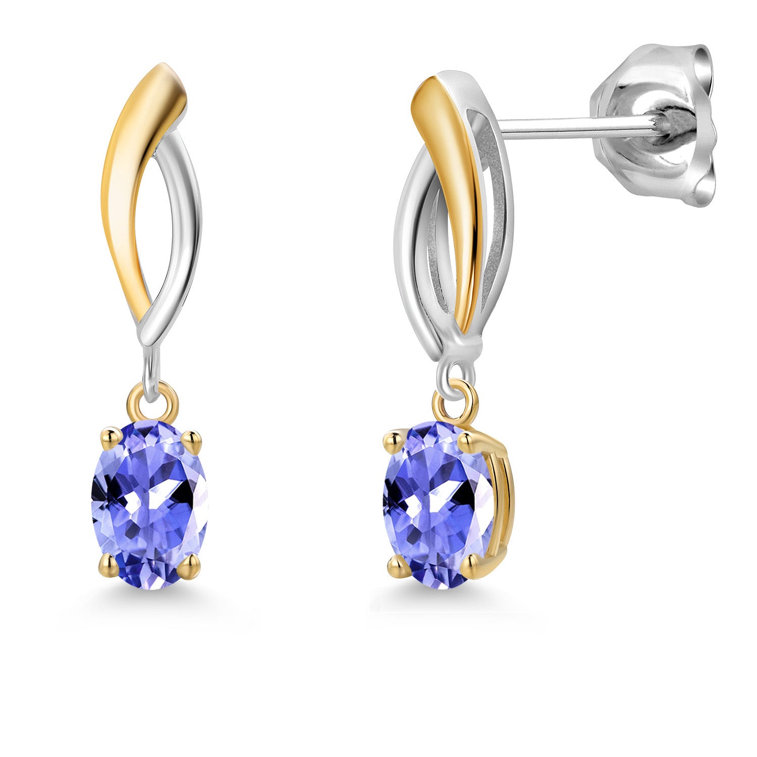 Earrings in 925 Sterling Silver and 10K Yellow Gold