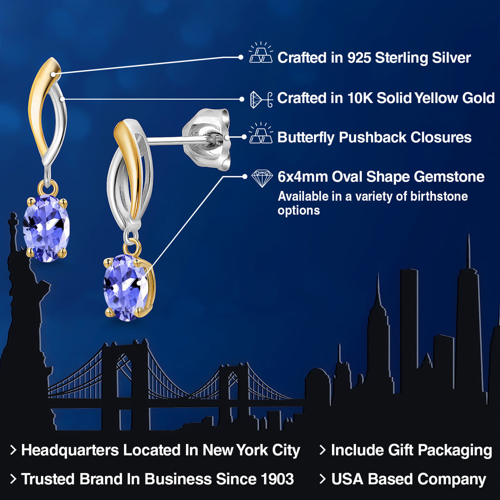 Earrings in 925 Sterling Silver and 10K Yellow Gold
