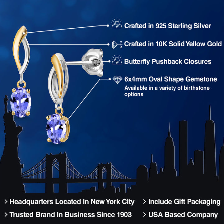 Earrings in 925 Sterling Silver and 10K Yellow Gold