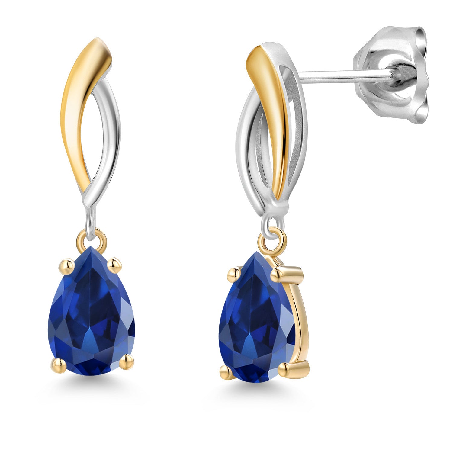 Earrings in 925 Sterling Silver and 10K Yellow Gold