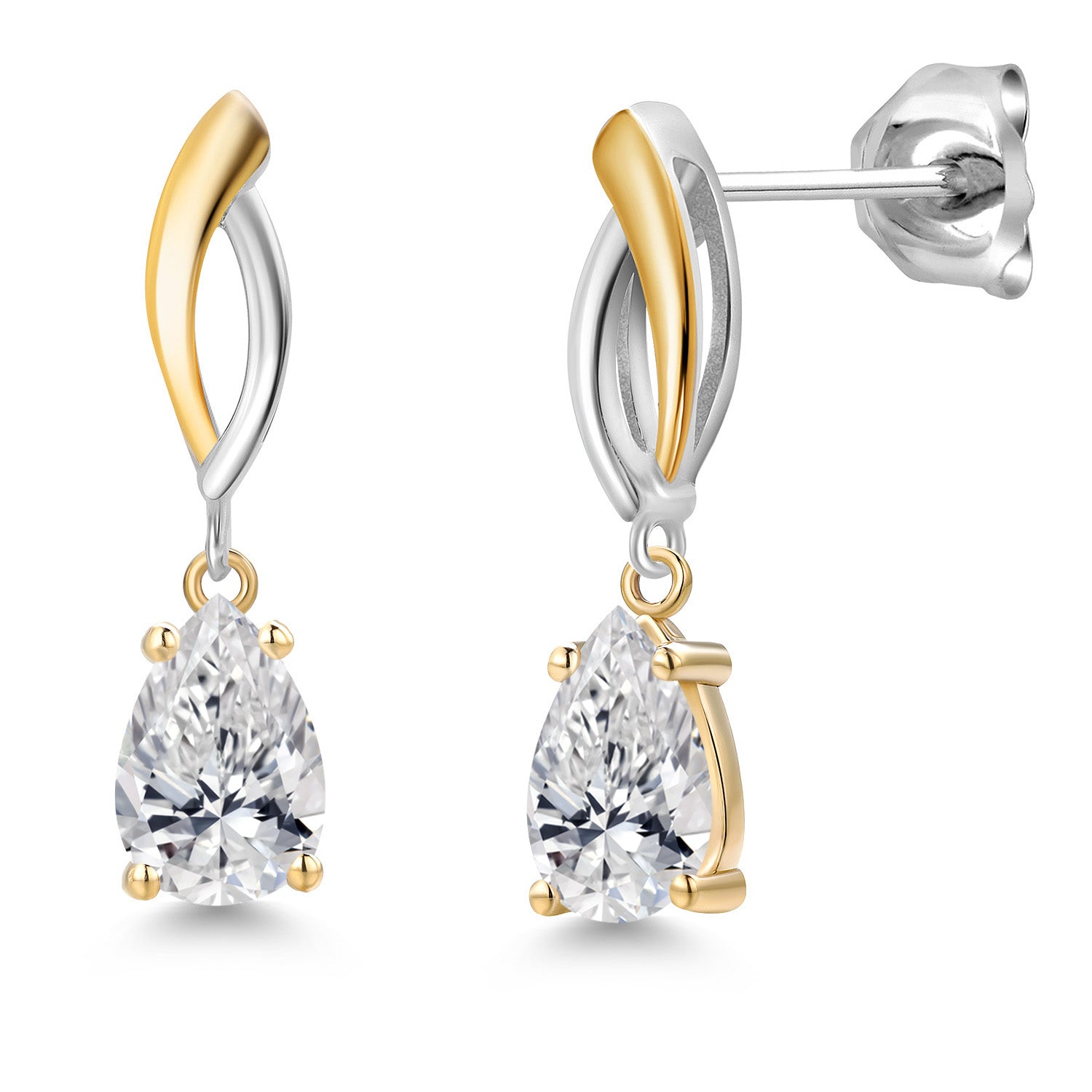 Earrings in 925 Sterling Silver and 10K Yellow Gold