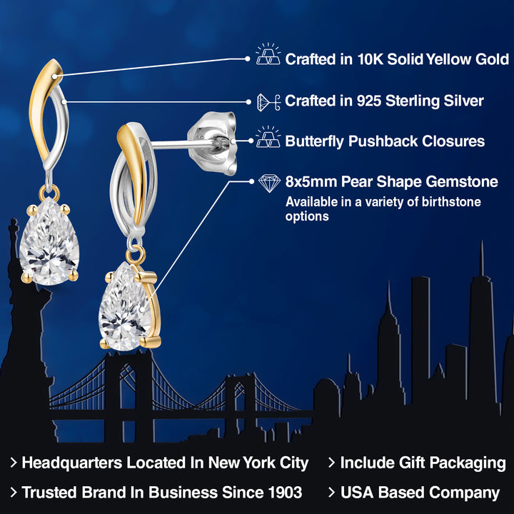 Earrings in 925 Sterling Silver and 10K Yellow Gold