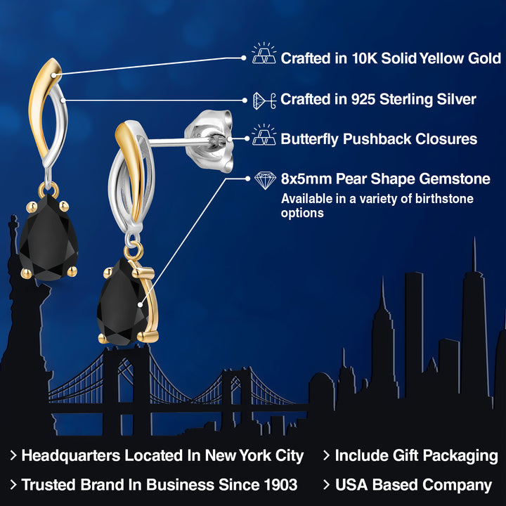 Earrings in 925 Sterling Silver and 10K Yellow Gold