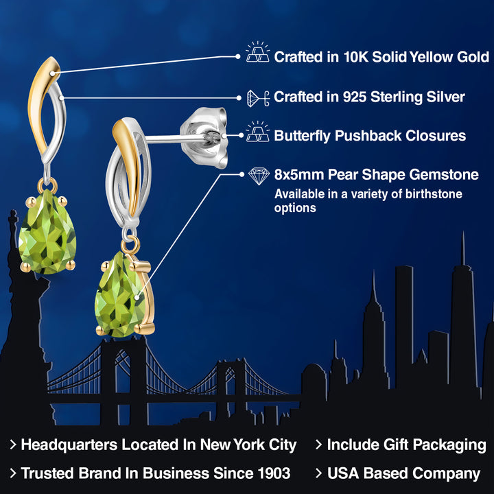 Earrings in 925 Sterling Silver and 10K Yellow Gold