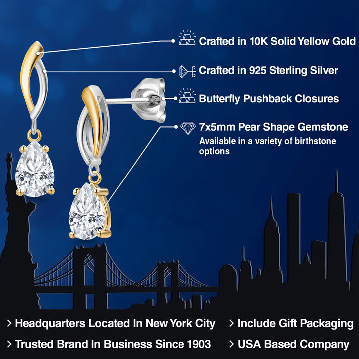 Earrings in 925 Sterling Silver and 10K Yellow Gold