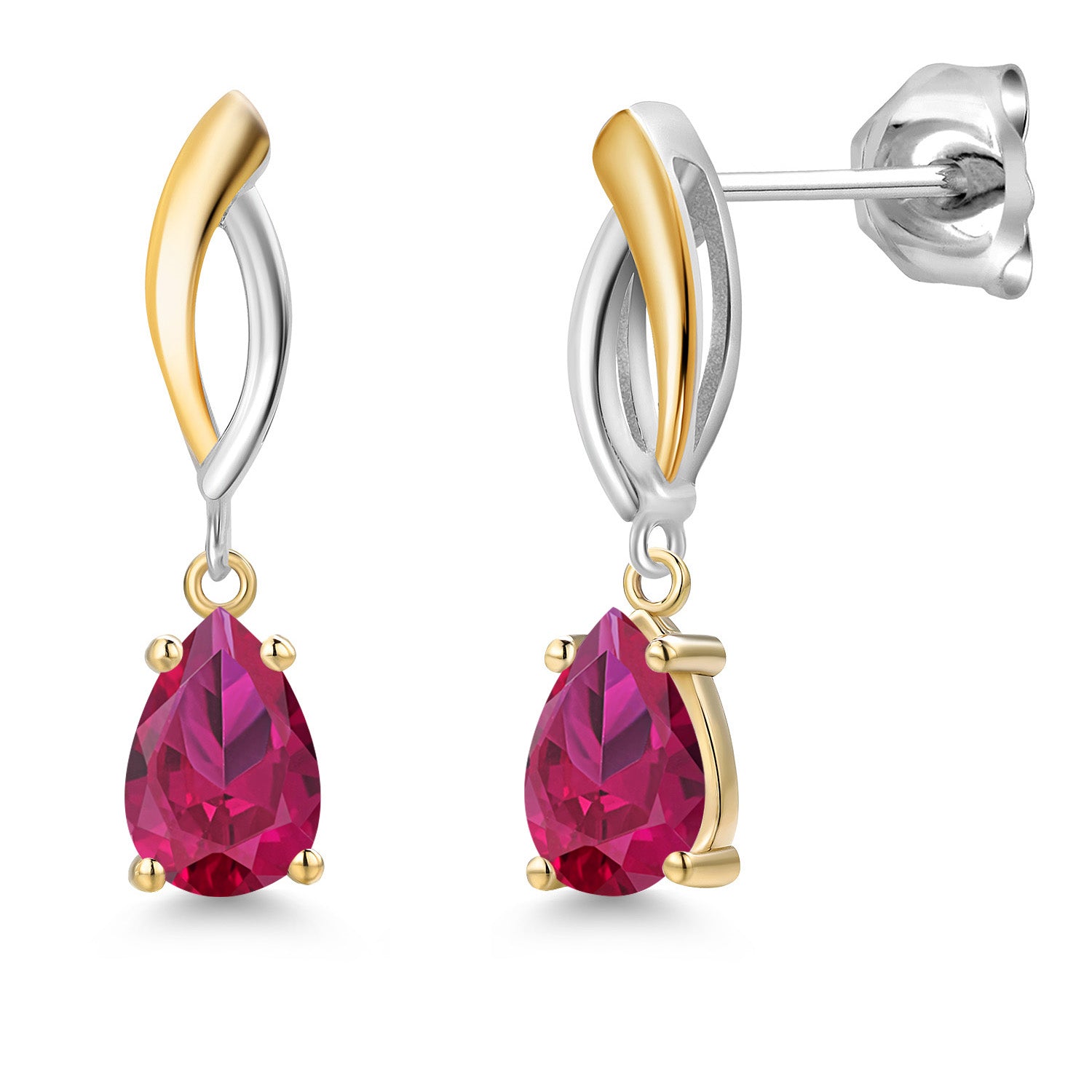 Earrings in 925 Sterling Silver and 10K Yellow Gold