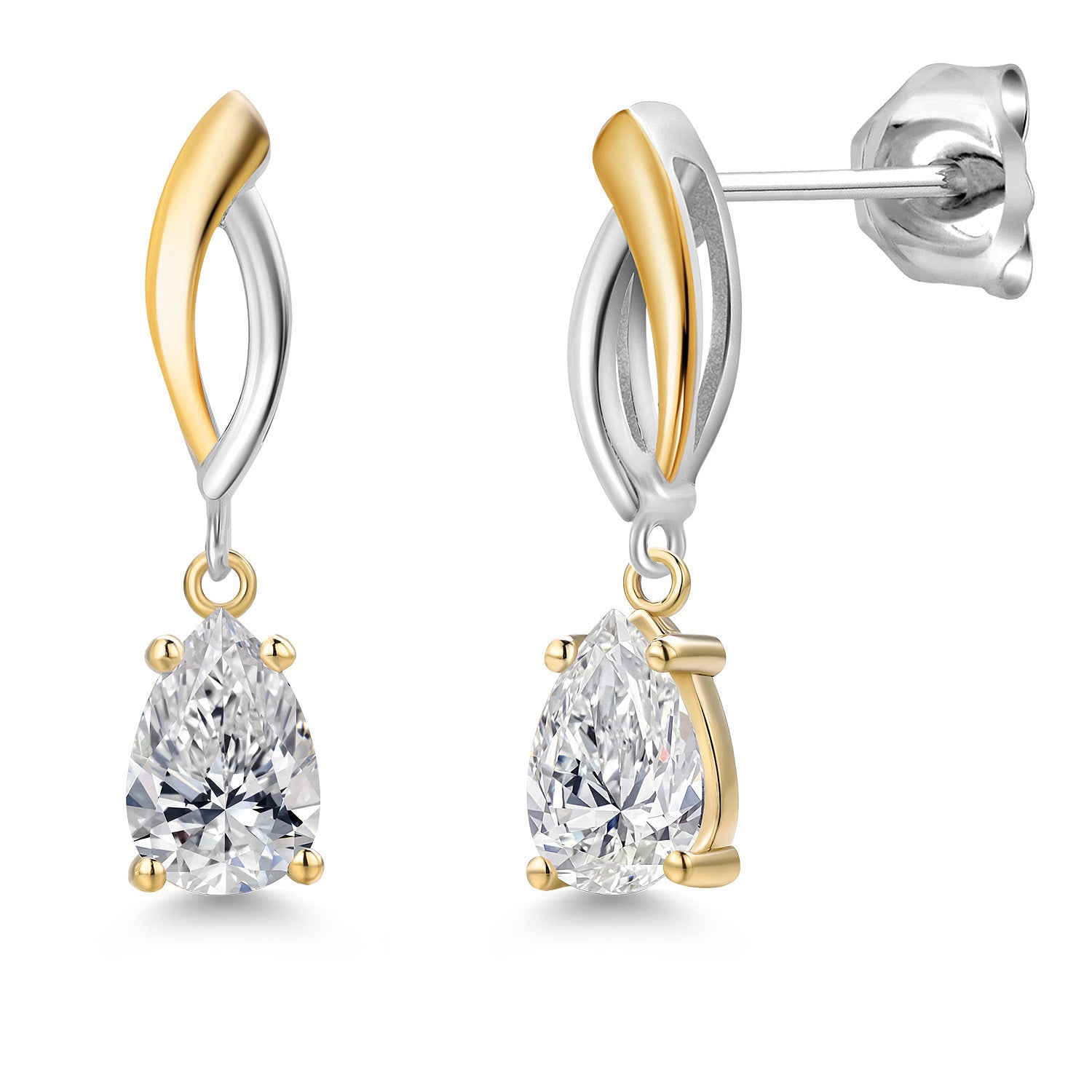 Earrings in 925 Sterling Silver and 10K Yellow Gold