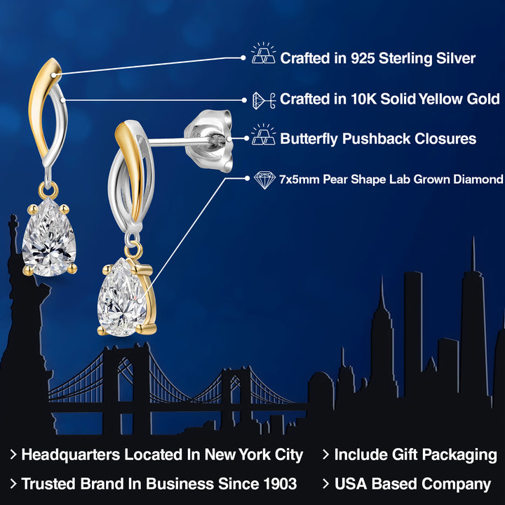 Earrings in 925 Sterling Silver and 10K Yellow Gold