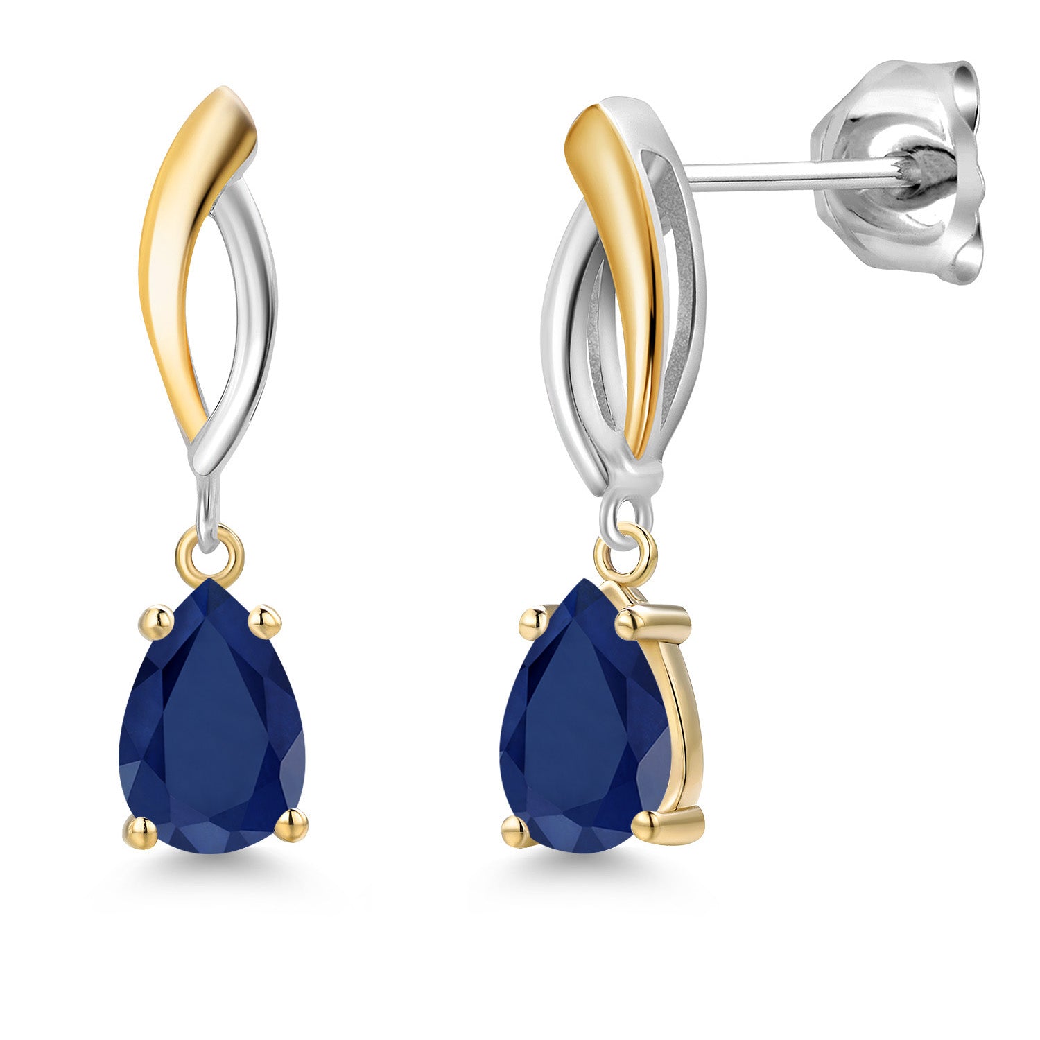 Earrings in 925 Sterling Silver and 10K Yellow Gold