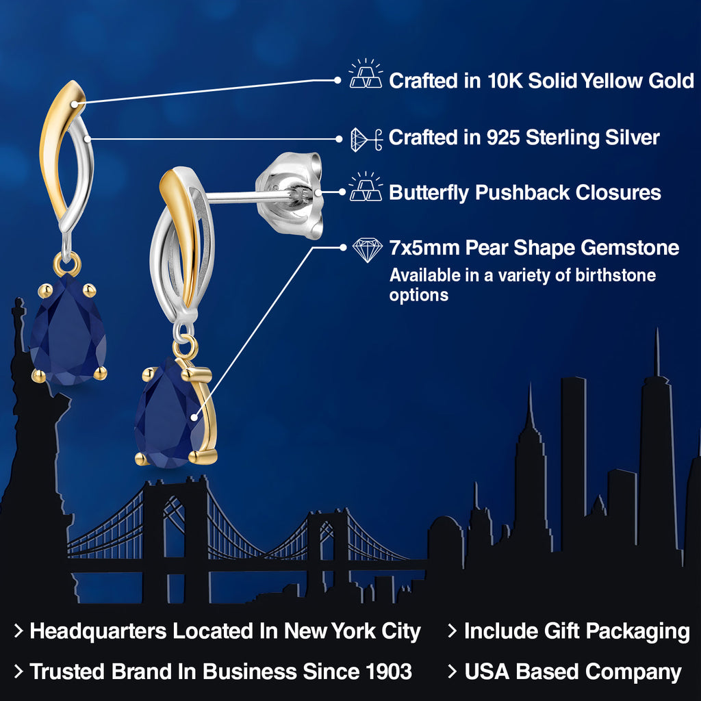 Earrings in 925 Sterling Silver and 10K Yellow Gold