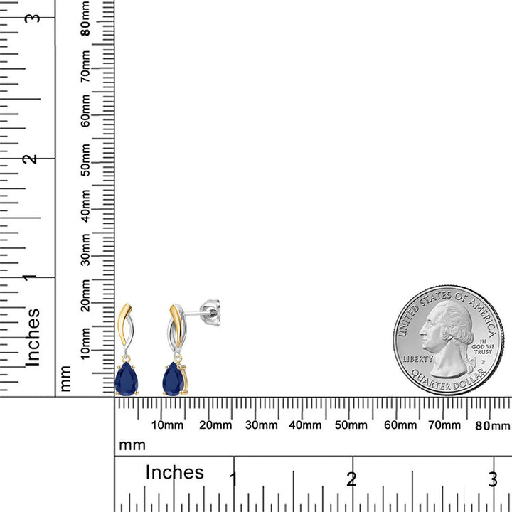 Earrings in 925 Sterling Silver and 10K Yellow Gold
