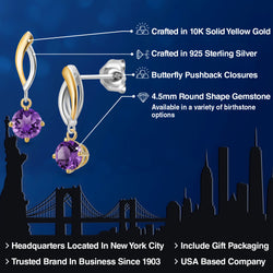 Earrings in 925 Sterling Silver and 10K Yellow Gold