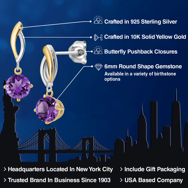 Earrings in 925 Sterling Silver and 10K Yellow Gold