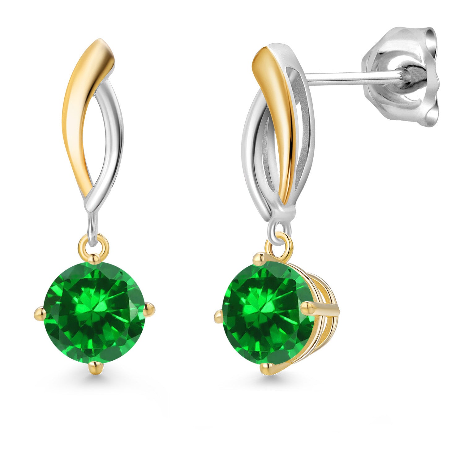 Earrings in 925 Sterling Silver and 10K Yellow Gold