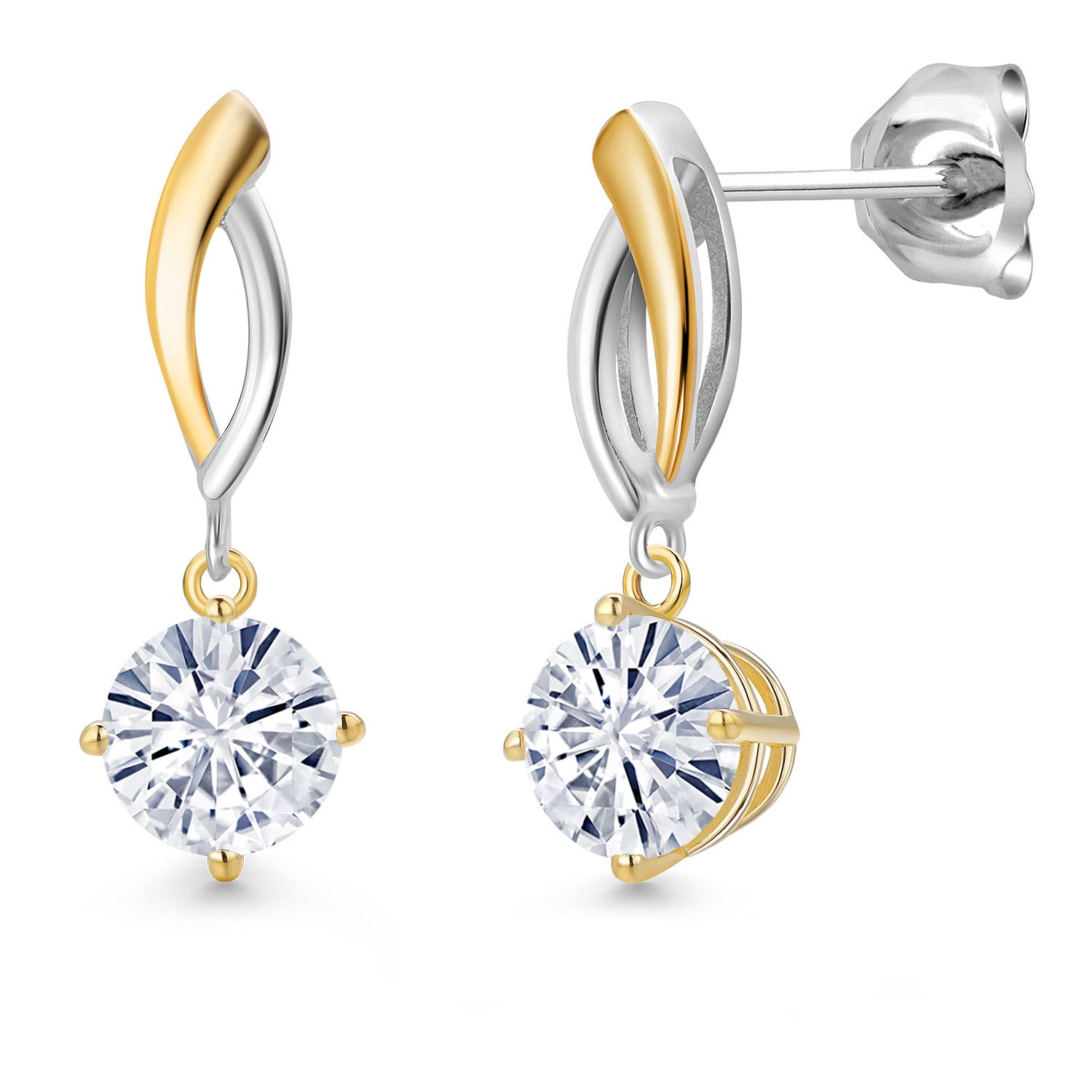 Earrings in 925 Sterling Silver and 10K Yellow Gold